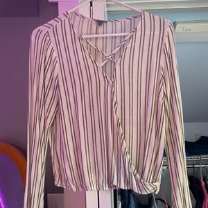 Light green and cream striped blouse